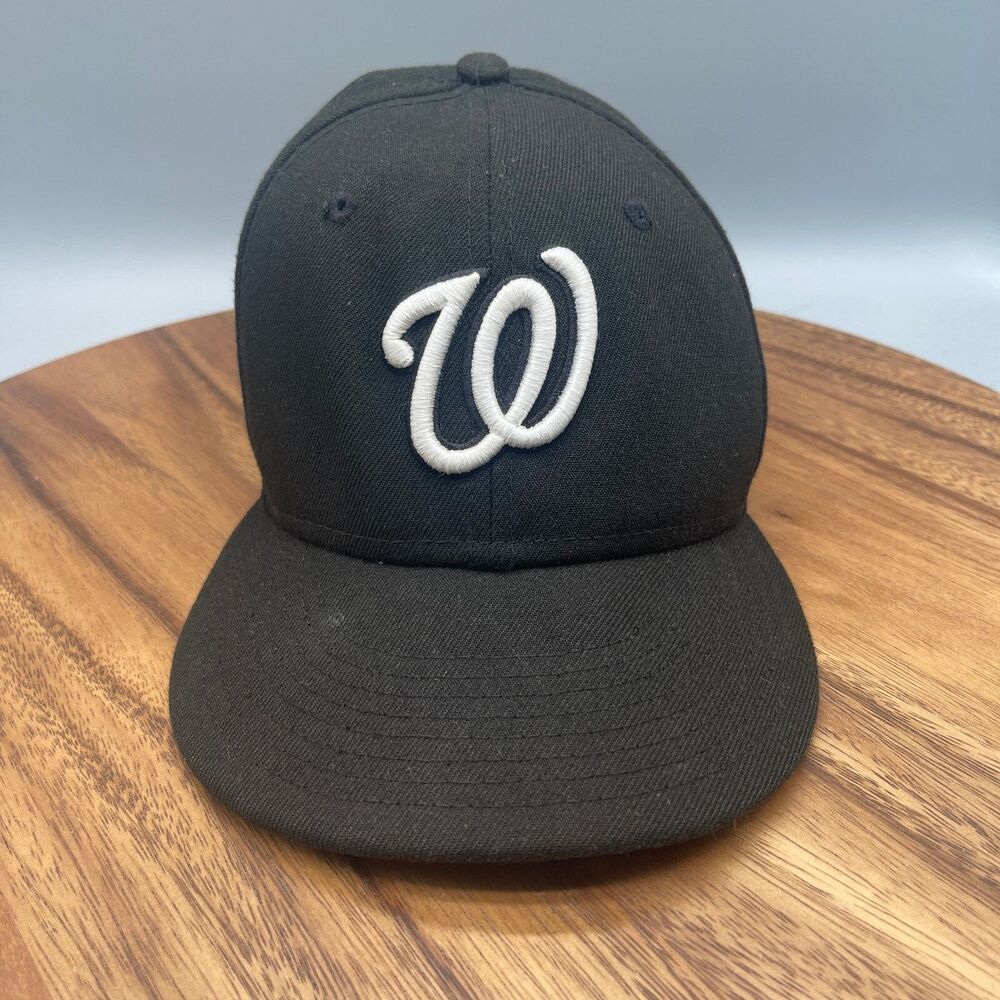 Washington Nationals MLB NE Fitted 7 1/4 Hat Black/White Sports Baseball